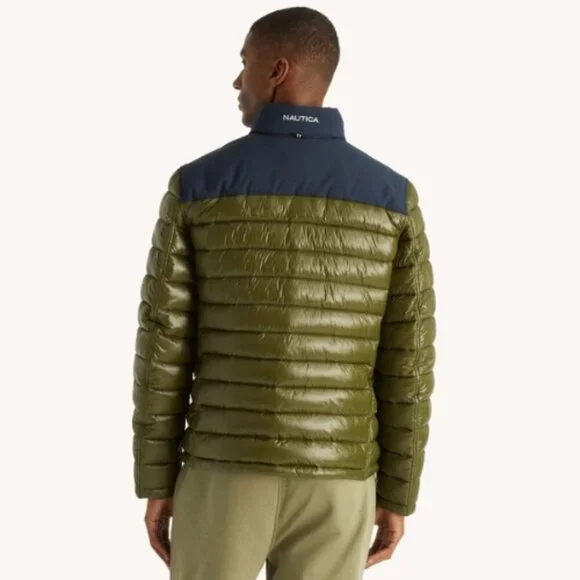 Nautica Men's Wind Water Resistant Reversible Quilted Puffer